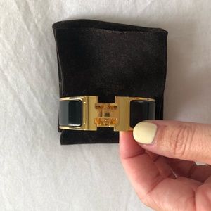 Hermès Clic Clac H Bracelet Gold and Black Enamel